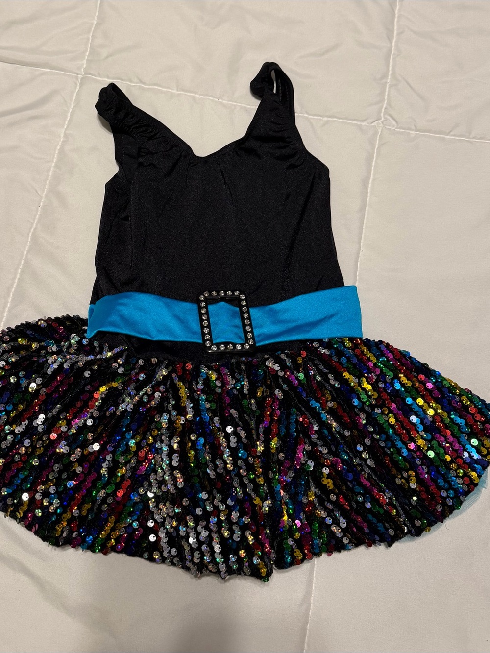 Weissman Black Sequin Tutu Costume with Blue Belt - Kids Size IC